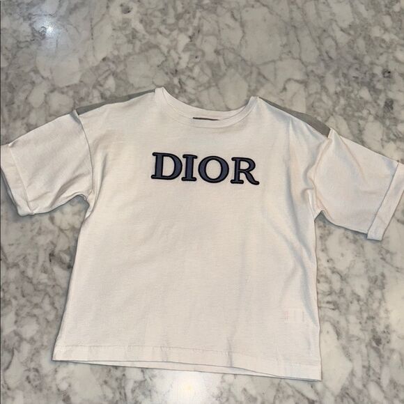 NWOT Dior Kids White & Blue Logo T-Shirt 4Y - Picture 1 of 8